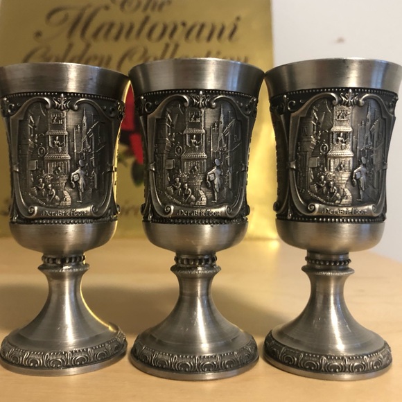 WMF Zinn Pewter shot cups/chalice/goblet. Memorial of Carl Spitzweg (1808-1885). - Picture 2 of 6